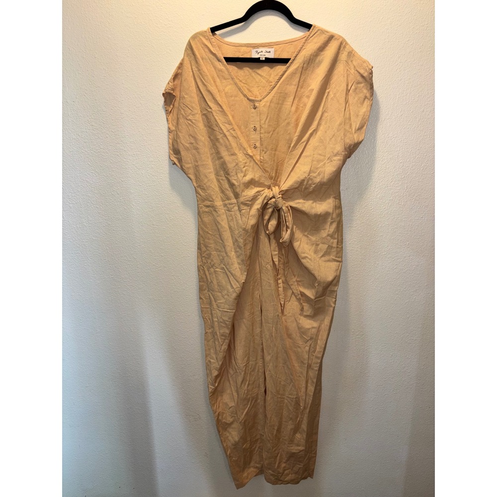 Rujuta Sheth Jumpsuit Women's Sz S Earth Beige Linen Cotton L